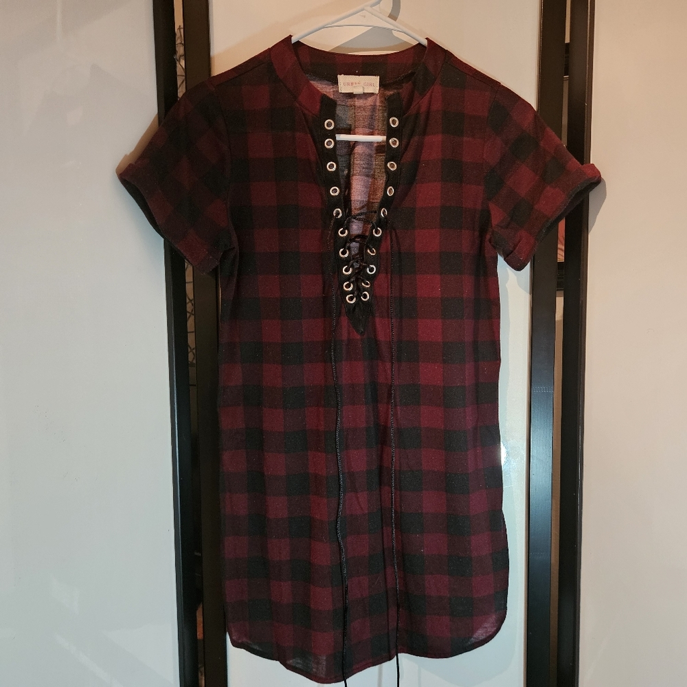 Urban Girl Long Checkered Shirt